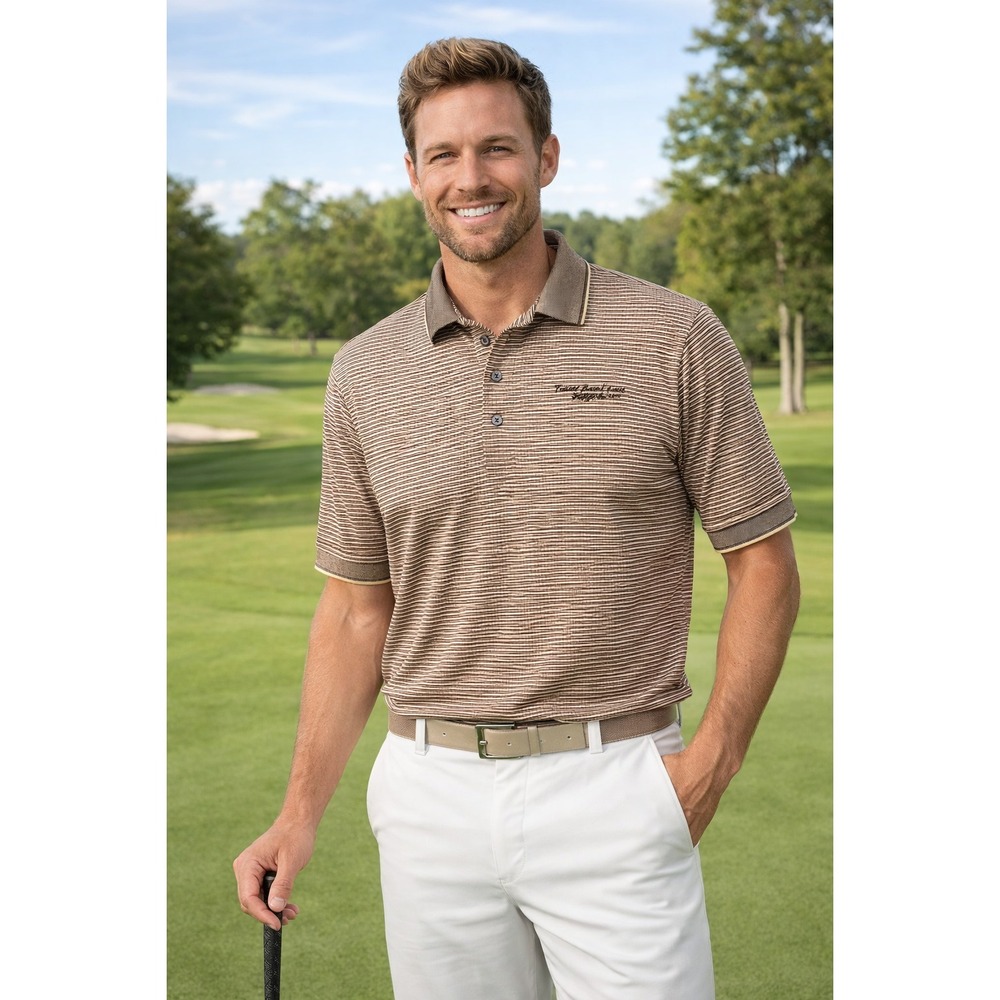 Vintage Descente Mens Large Polo Shirt Double Mercerized Cotton Golf LOGO NWOT